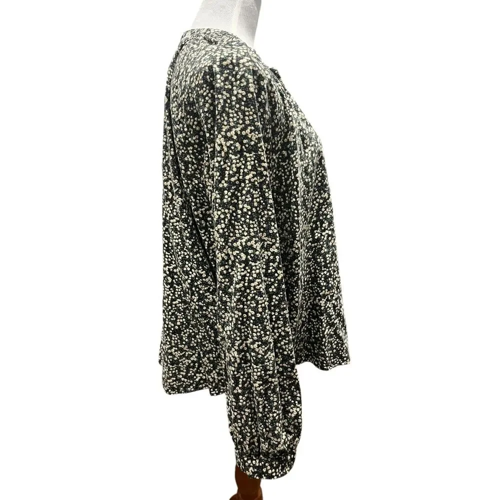 NWT Universal Thread Blue Green Floral Corduroy Long Sleeve Blouse Top SIZE XL - Picture 3 of 7